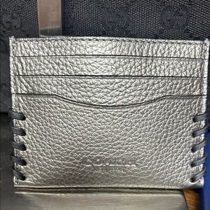 #39 Coach Metallic Silver Card Holder